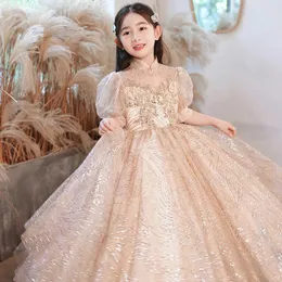 Mädchenkleider Mädchenkleid Prinzessin Kleid Mode Blumenkinder Pompöse Gaze Host Piano Performance Kinder Valentinstag Kleid 231016