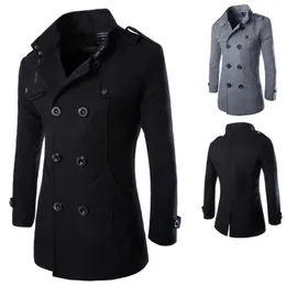 Мужские полушерстяные пальто, тренчи, зимние мужские полупальто, двубортное полушерстяное пальто, брендовая одежда W01 231016