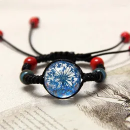 Braccialetti con ciondoli Bracciale con fiori secchi naturali in 10 colori per gioielli da donna Fiore di ciliegio Gemma a vita Accessori nazionali lavorati a mano