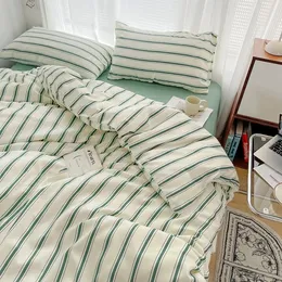 Bettwäsche-Sets mit buntem Streifendruck, Bettbezug und Bettlaken, 3-4-teiliges Set für Erwachsene, Einzelbett, Doppelbett, Queen-Size-Bett, 200 x 230 cm, 231017