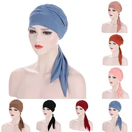 Ethnische Kleidung 2023 Frauen Muslim Hijab Einfarbige Baumwolle Turban Motorhaube für Innenkappen Headwrap Weibliche Turbantes