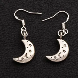 Star Moon Chandelier Earrings 925 Silver Fish Ear Hook 50pairs lot Antique Silver E149 35 5x11mm296c