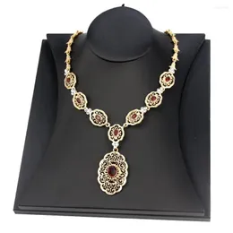 Pendant Necklaces Neovisoon Elegent Morocco Algeria Women Necklace Gold Plated Colorful Crystal Ethnic Wedding Jewelry Round Arabic Pattern