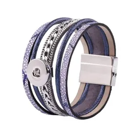 أساور سحر EST BOHOMIA Handmade Snap Button Bracelet Bracelet Jewelry Fit 18mm قابلة للتبديل الجلود clasp241v