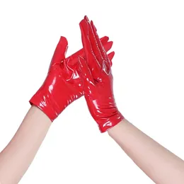 Five Fingers Gloves Sexy Women Patent Leather Long/Short Gloves PVC Wet Look Ladies Shiny Black Red Party Evening PU Gloves Cosplay Gothic Clubwear 231016