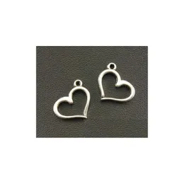 Charms 200pcs/Lot starożytne Sier Hollow Heart Alloy Charms Wiselds do DIY Biżuteria Makerty