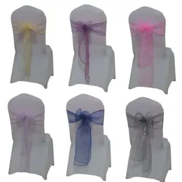 Sashes Organza Chair Sash Romantic Wedding Party Decoration Christmas Birthnd Bandquet Covers 231018のための蝶の結び目