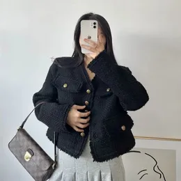 Mulheres jaquetas elegante coreano preto xadrez tweed jaqueta mulheres outono moda franja único breasted v pescoço colheita casaco todos os jogos senhora do escritório outwear 231018