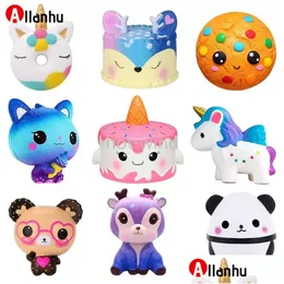 Bomboniera Squishy Kawaii Torta di cavallo Cervo Animale Panda Squish Aumento lento Sollievo Spremere Giocattoli per bambini Consegna a goccia Giardino domestico Dhepu