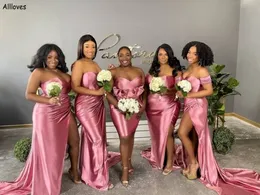 Rosa afrikanische Brautjungfernkleider für Weddding sexy elegante Plusgröße Trauzeug -Kleiderinnen Frauen Formale Prom -Party -Kleider mit Zugschwestern Gruppe Vestidos CL2782