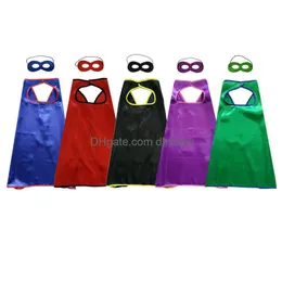 70X70Cm Single Layer Plain Superhero Cape Addmask For Kids Of 3-10 Years Old 5 Colors Theme Cosplay Halloween Costumes Child Drop De