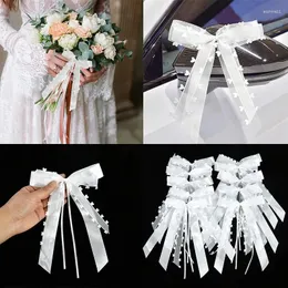 Party Decoration 10st White Ribbon Bowk Wedding Car Bowknot Diy Gift Wrap Bows Romantic Birthday Chair Favors Decorations