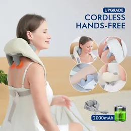 Massaging Neck Pillowws Electric And Back Massager Wireless Shoulder Kneading Massage Pillow Cervical Muscle Relaxing Shawl 231017