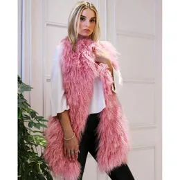 Womens Fur Faux Real Sheepes Seed Vest Women Lamb Coats Mongolian Midlength Brands Jackets 231018