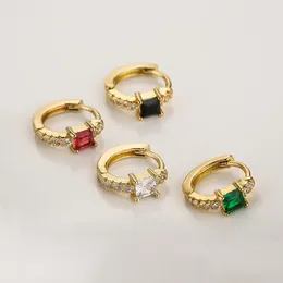 Hoop Earrings Mafisar Fashion White/Black/Red/Green CZ Zircon Stone For Women Girl Trendy Gold Color Earring Wedding Jewelry