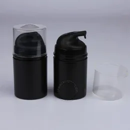 50 pçs/lote 50ml garrafa de loção de plástico com bomba, 50g preto mal ventilado bomba de loção garrafa recipiente cosmético eebce