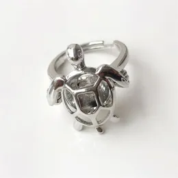 {Cage Ring} Can Open And Hold 8mm Pearl Crystal Gem Bead Cage Ring Mounting 18kgp Adjustable Size Turtle Ring2828