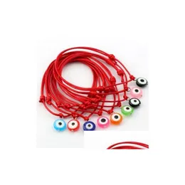 Charm Armband 100st/Lot Red String Evil Eye Lucky Wax Cord Justerbar armband Gift DIY smycken Armband DH9CR