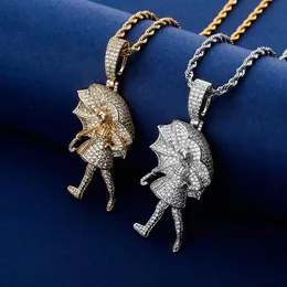 Iced Out Pendant Luxury Designer Jewelry Mens Necklace Statement Hip Hop Bling Diamond Pendants Gold Silver Rope Chain Rapper ACCE278M