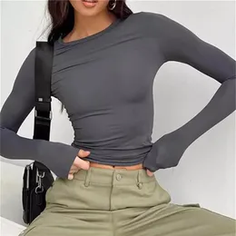 Koszule damskie topa w stylu crop top kobiet pullover koszulki długoterminowe Y2K ubrania harajuku streetwear szczupła koszula kobieta wiosna 259Y