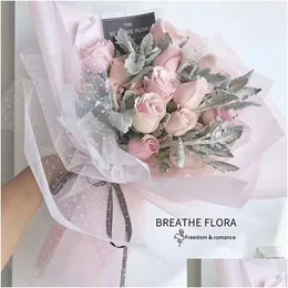 Carta da imballaggio Coreano Fai da te Involucro di fiori Maglia Materiale da imballaggio regalo Bouquet Forniture per fioristi Carta Kraft Decorazione di nozze 50 Dhgarden Dhhio