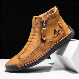 Ankle Boots Men's 919 Casual Loafers Oxfords Solid Color Sewing Style Vintage Leather Hand Ing Daily Work Office Shoes 231018