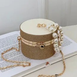 Evening Bags Diamond Acrylic Round Party Clutch Bag for Women Pearl Handles Female Purses and Handbags Small Shoulder Crossbody 231017