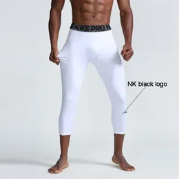 Ny 2021 Black White Sports Fitness Pants Men Quick-Torking Compression Capri Croped Pants Basketball Running Stretch Train3021