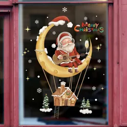 Duvar Çıkartmaları Noel Statik Elektrik Karikatür Noel Baba Kardan Adam Noel Ağaç Pencere Çıkartması Merry Natal Navidad 231017