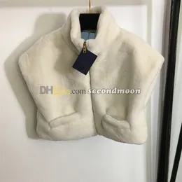 Kvinnor beskurna plyschvästbokstäver präglade varma västar zip nack lambwool kappa designer ärmlös kappa