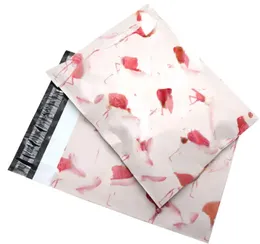 卸売新しい100pcsファッションピンクフラミンゴパターンポリメーラーセルフシールプラスチックメーリングエンベロープバッグ