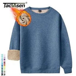 Herrtröjor tröjor tacvasen herrfleece crewneck tröja varm sherpa fodrad tung tjockare underkläder vinter pullover tops skjortor ingen hoodie 231017