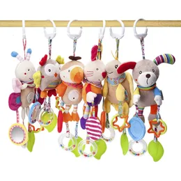 Mobiles Hanging Spiral Rattle Baby Plush Rattles Stroller Toy Cute Animal Crib Toys 012 Months born Educational 231017