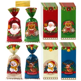 Noel Süslemeleri 25 50 PCS Şeker Çantaları Santa Hediye Çantası 2023 Navidad Noel Cristmas kurabiyeleri paketleme malzemeleri 231018