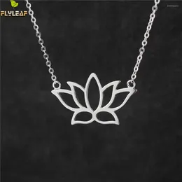 Pendants Flyleaf 925 Sterling Silver Buddhist Elements Lotus Flower Necklaces & For Women Elegant Lady Sterling-silver-jewelry