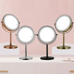 Kompakta speglar 7in 3x Förstoring Kosmetisk spegel med USB -laddning Touch Bath Vanity Dimmer Switch utgör Double Side Desktop Mirror 231018