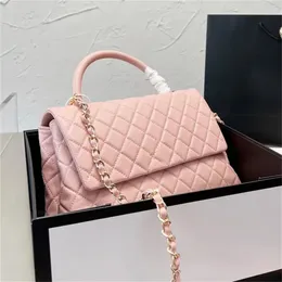 10A مصمم أعلى مصمم Coco Handle Women Cross Body CF Bag Crossbody Press S أصلي سلسلة جلدية كافيار