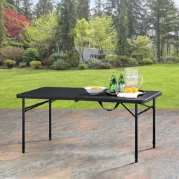 キャンプ家具4フィートの折りたたん度調整可能なテーブルリッチな黒い折りたたみテーブルキャンプピクニックテーブル231018