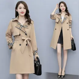 Frauen Trenchcoats Windjacke Jacke Frauen Frühling Herbst Großbritannien Plaid Mantel Weibliche Futter Gürtel Zweireiher