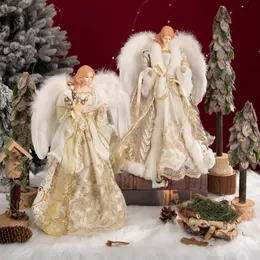 Dekoracje świąteczne 16 "Angel Christmas Angel Doll Figurine Figurine Ozdoby świąteczne rzemiosła ze skrzydłem domowe dekoracje świąteczne 231017
