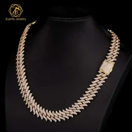 Fine Jewelry Necklace S925 Sterling Silver 10mm 12mm 14mm 16mm Hip Hop Iced Out 2 Row Vvs1 Moissanite Diamond Cuban Link Chain
