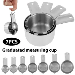 Measuring Tools 7Pcs Cups Set Stainless Steel Coffee Spoon Heavy Duty Measure Cup Kitchen Accessories for Cooking and Baking 231018