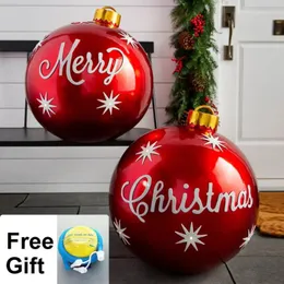 Other Event Party Supplies 60CM Christmas Inflatable Decorated Balls Christmas Spheres Outdoor PVC Christmas Decoration Toy Ball Navidad Tree Decorations 231017