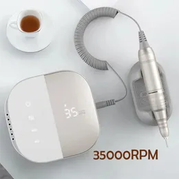 Prego manicure conjunto design broca 35000 rpm lixadeira elétrica hd máquina de exibição para unhas torno profissional 231017