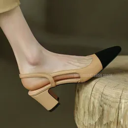 باريس مصمم مصمم أحذية الباليه مسطحة الأحذية Slingbacks Sandal Womens 2C قناة العلامة التجارية حذاء مغلي جلدي القوس جولة رأس سيدة فستان جلدي رسمي