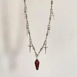 Anhänger Halsketten Gothic Mann Frau Kristall Halskette Dunkler Zauberer Sarg Geist Kreuz Punk Hippie Rock Vintage Choker Straße Zubehör Geschenk