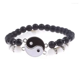 Braccialetti con ciondoli Bracciale Classico in pietra naturale bianca e nera Yin Yang Taichi Bagua con perline per uomo Donna Gioielli amico