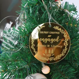 Weihnachtsdekorationen, personalisierte Ornamente, Acryl, Gold, 1. Verheiratet-Ornament, erste Geschenke für Baby 231017