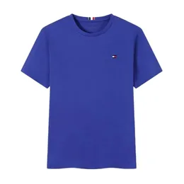 Tommyhilfiger T-shirt de créateur Qualité originale T-shirt à manches courtes Chemise de fond en pur coton pour hommes Haut à col rond T-shirt ample pour hommes Été