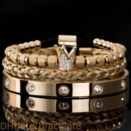 Luxury Bracelets set Handmade Couple bracelets 3pcs/set luxury Crown Roman Royal Charm Men Bracelets women bracelet wedding party gift fashion jewelry